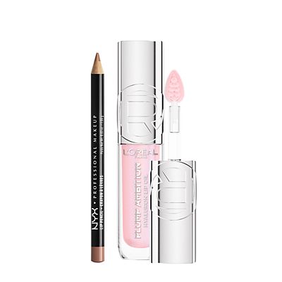 NYX Professional Makeup L'oreal Paris Plump Ambition Lip Oil Cristal Clear 101 & Nyx Slim Lip Liner Natural Duo