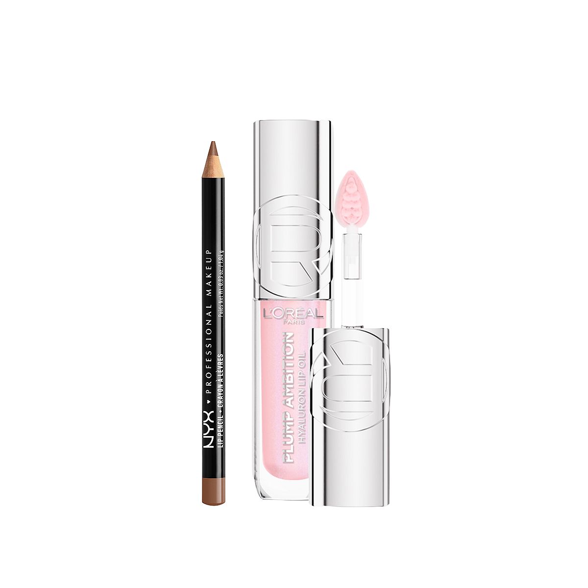 NYX Professional Makeup L'oreal Paris Plump Ambition Lip Oil Cristal Clear 101 & Nyx Slim Liner Nude Truffle Duo