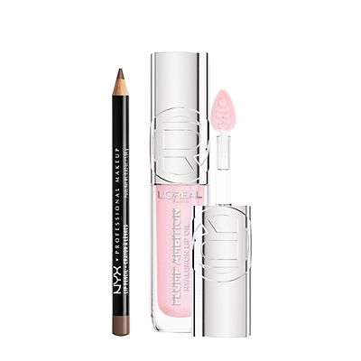 NYX Professional Makeup L'oreal Paris Plump Ambition Lip Oil Cristal Clear 101 & Nyx Slim Lip Liner Espresso Duo