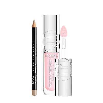 NYX Professional Makeup L'oreal Paris Plump Ambition Lip Oil Cristal Clear 101 & Nyx Slim Lip Liner Nude Beige Duo
