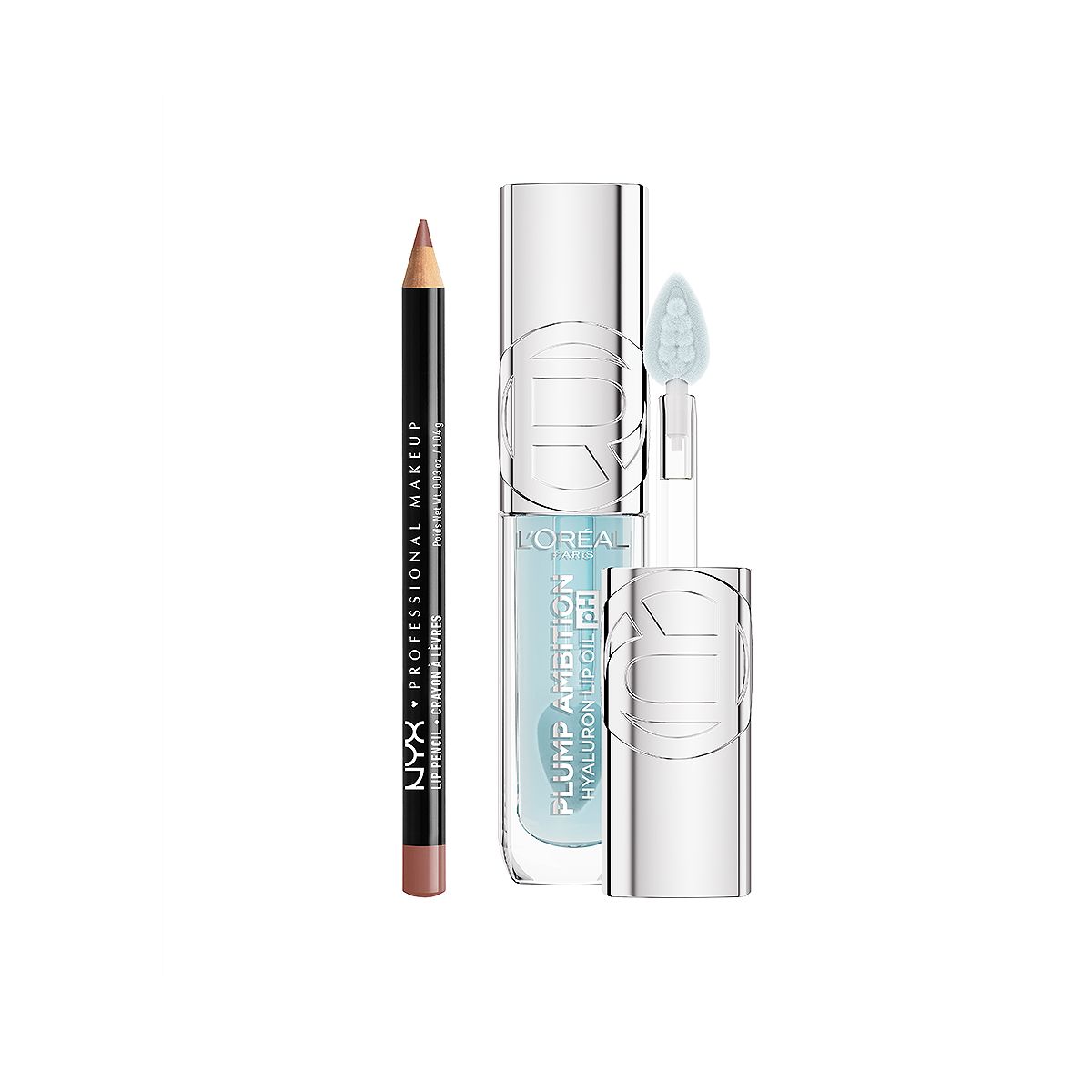 L'Oreal Nyx Slim Lip Liner Pencil Mauve & Paris Plump Ambition Oil Ph Cristal Ice Duo