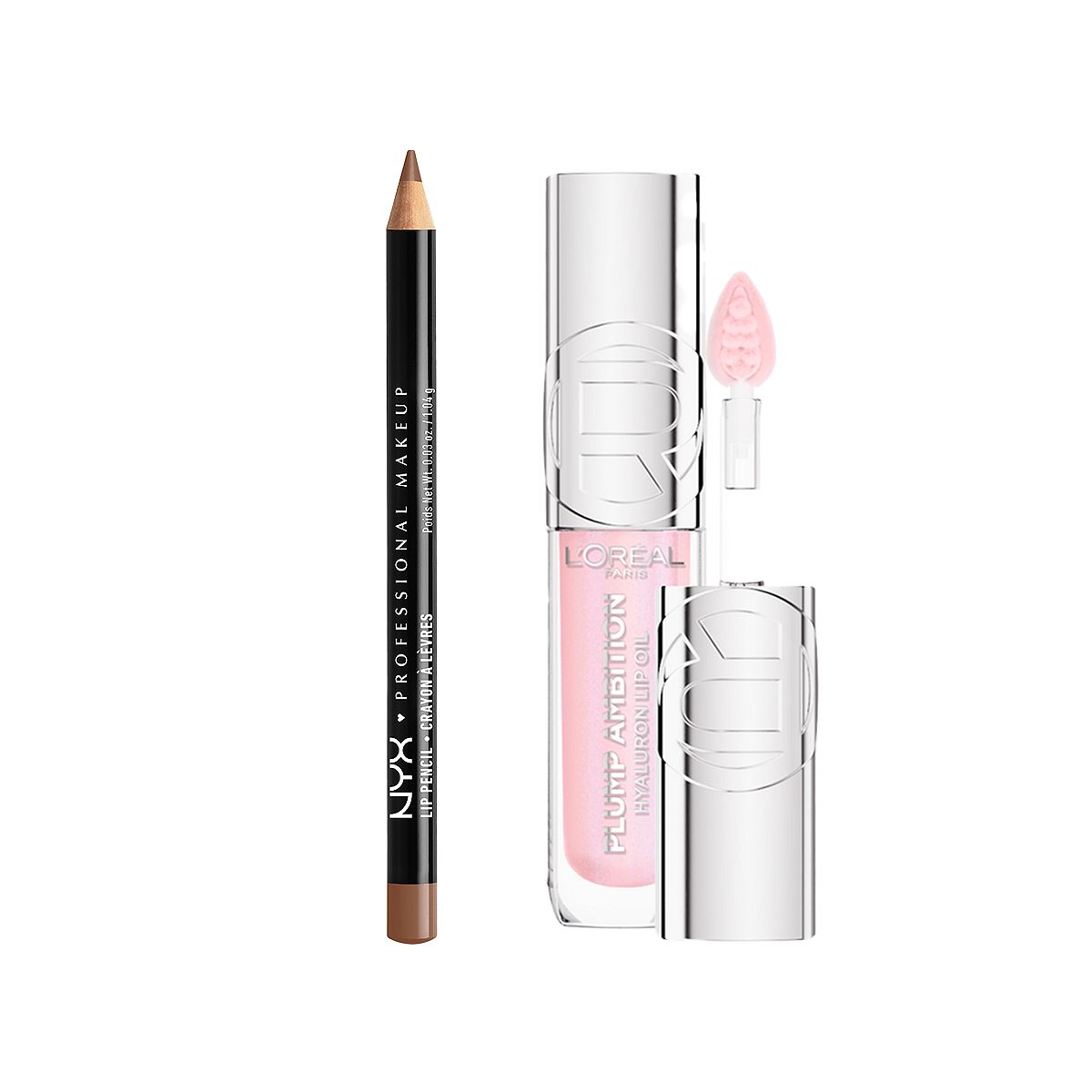 L'Oreal Nyx Slim Lip Liner Pencil Nude Truffle & Paris Plump Ambition Oil Ph Cristal Ice Duo