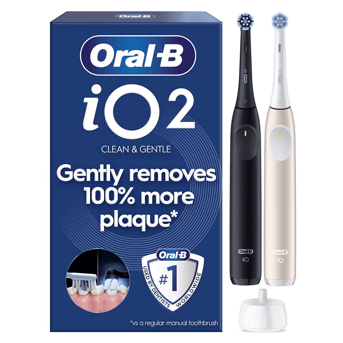 Oral B Oral-B Io2 Electric Toothbrush 2-Pack Black & Pink 2 Brush Heads Travel Case