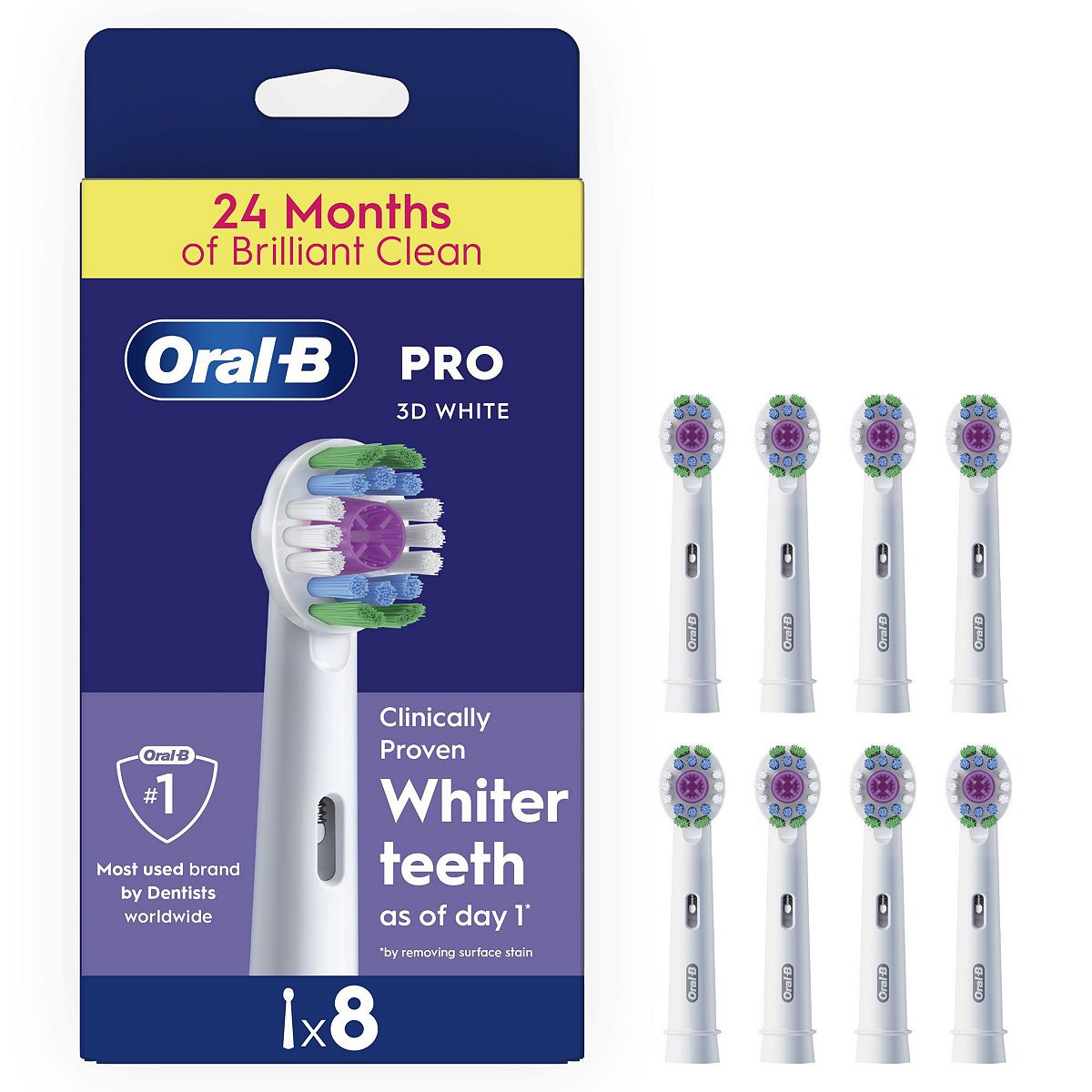 Oral B Oral-B Pro 3D White Toothbrush Heads - 8 Pack