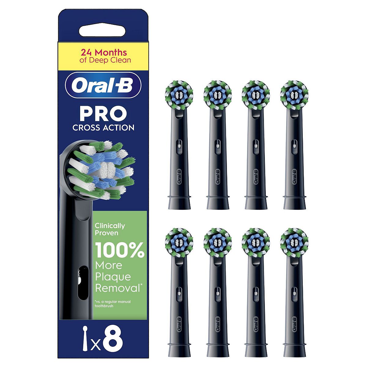 Oral B Oral-B Pro Cross Action Black Toothbrush Heads - 8 Pack