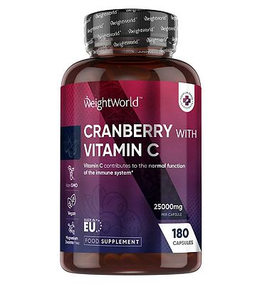 Click to view product details and reviews for Weightworld Cranberry With Vitamin C 25000mg 180 Capsules.