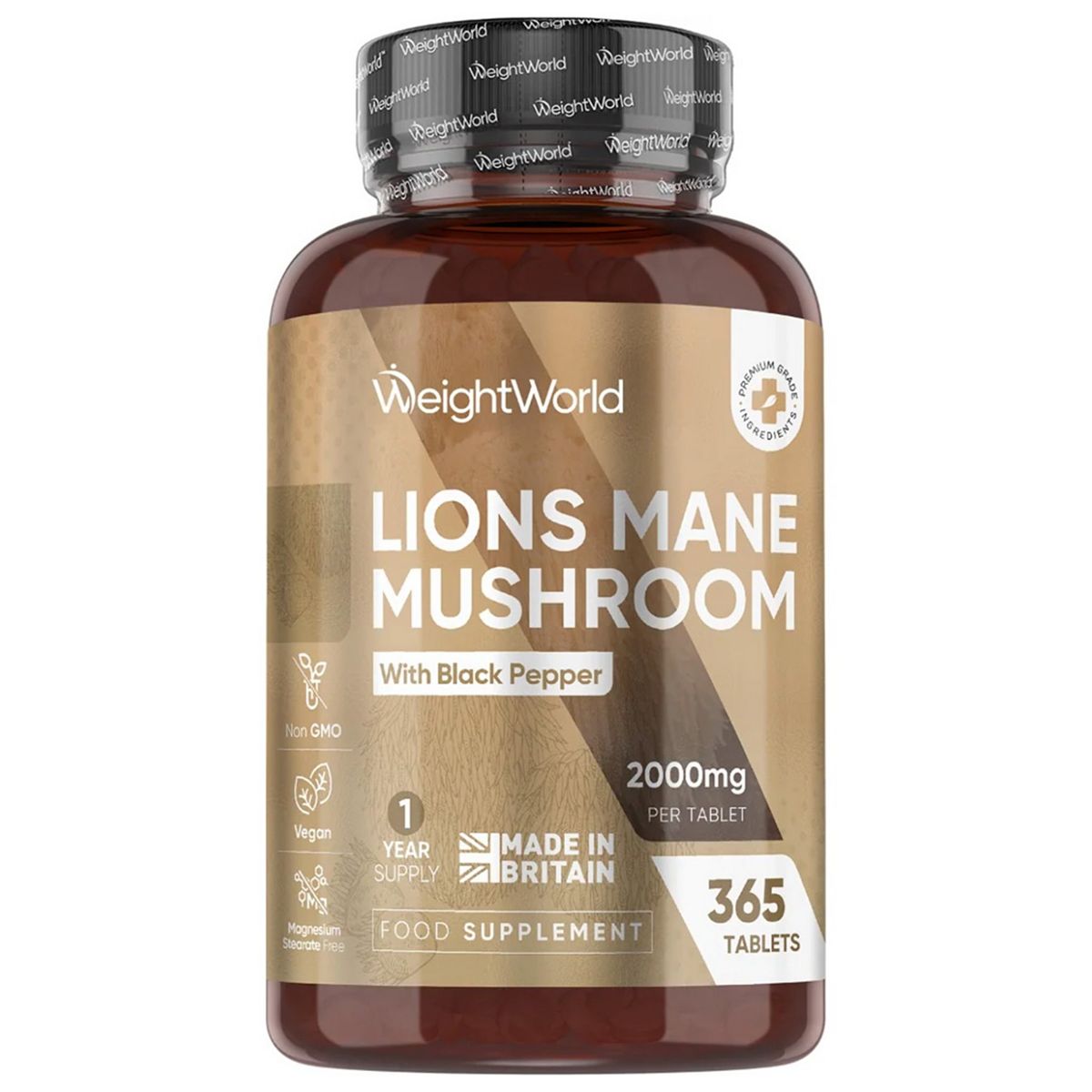 Weightworld Lions Mane Mushroom Extract 2000Mg 365 Tablets
