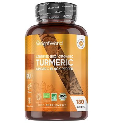 Weightworld Organic Turmeric With Black Pepper And Ginger 1520Mg, 180 Capsules