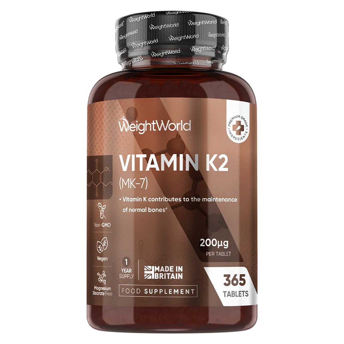 Weightworld Vitamin K2 Mk-7 200Mcg 365 Tablets
