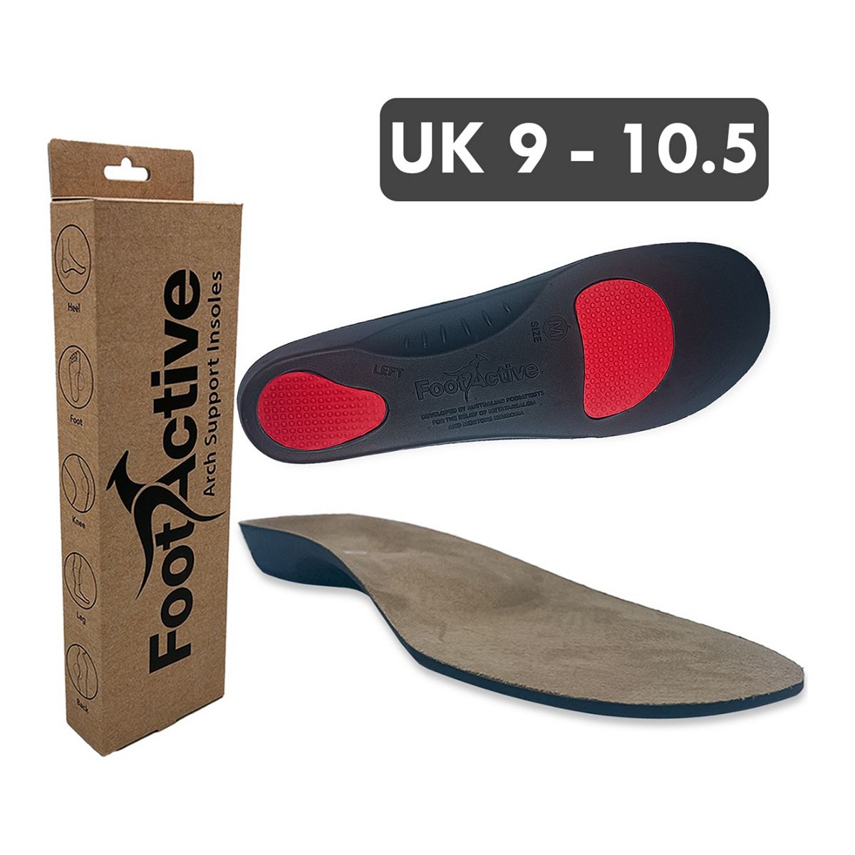Foot Active Footactive Metatarsalgia Full-Length Orthotic Insole For Relief Size 9-10.5