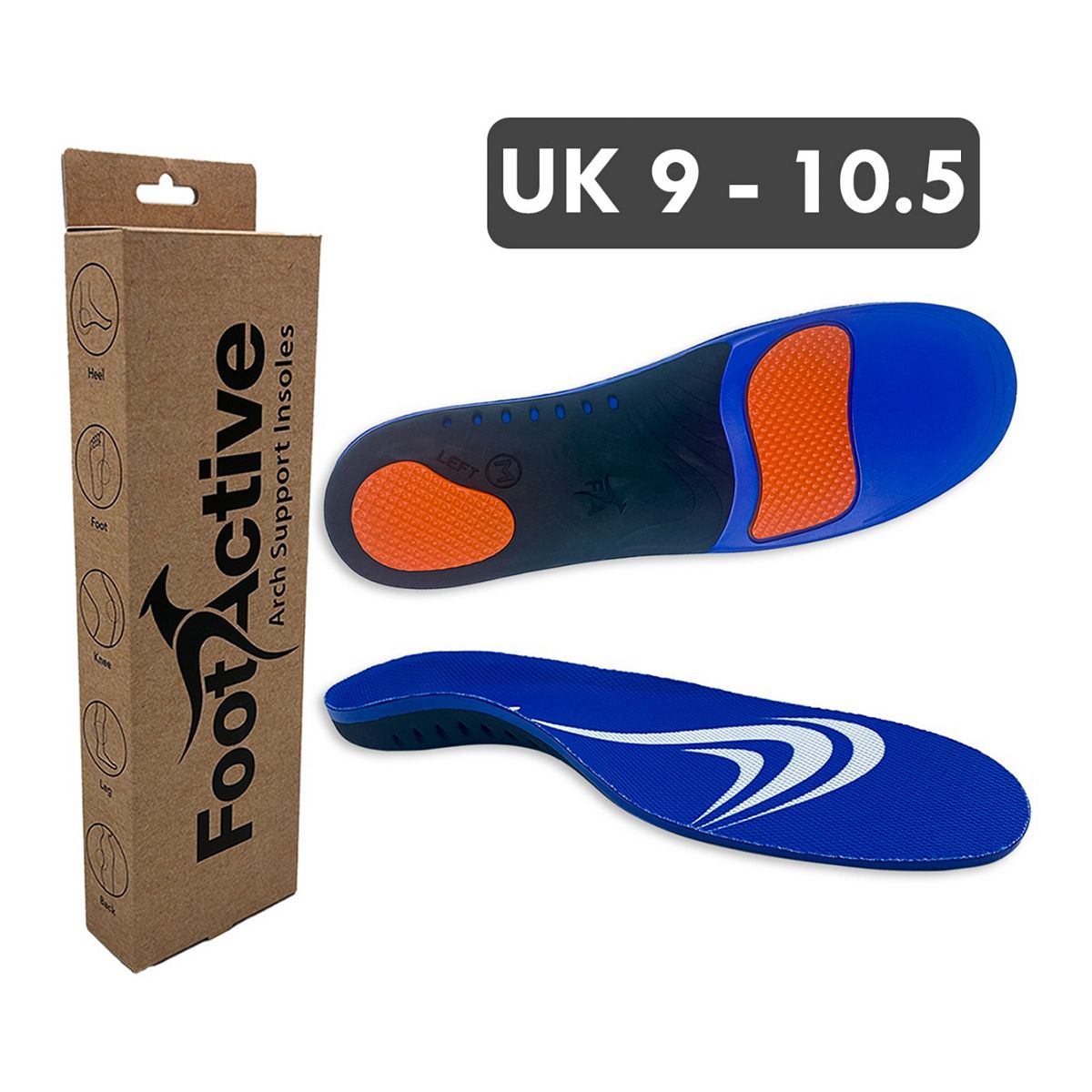 Foot Active Footactive Sports Full-Length Orthotic Arch-Support Insoles For And Activity Size 9-10.5