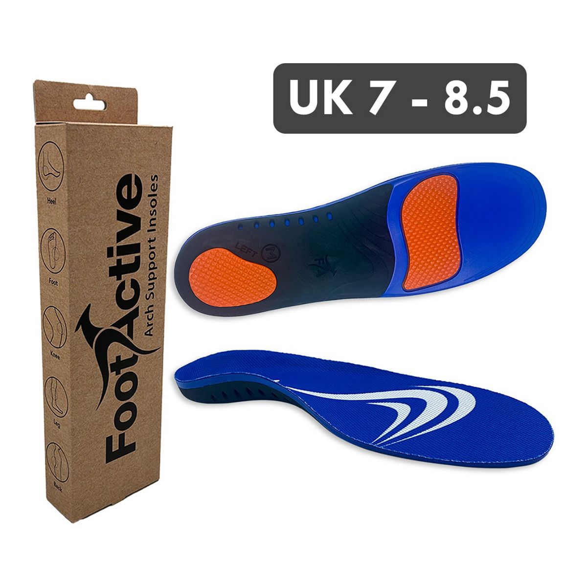 Foot Active Footactive Sports Full-Length Orthotic Arch-Support Insoles For And Activity Size 7-8.5
