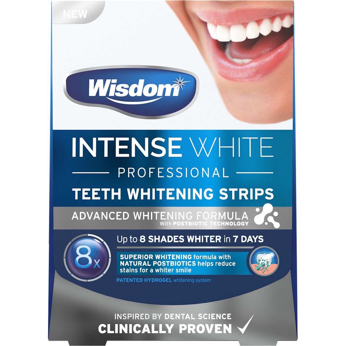 Wisdom Intense White Professional Teeth Whitening Strips-Advanced Formula With Postbiotic Technology 7 Days