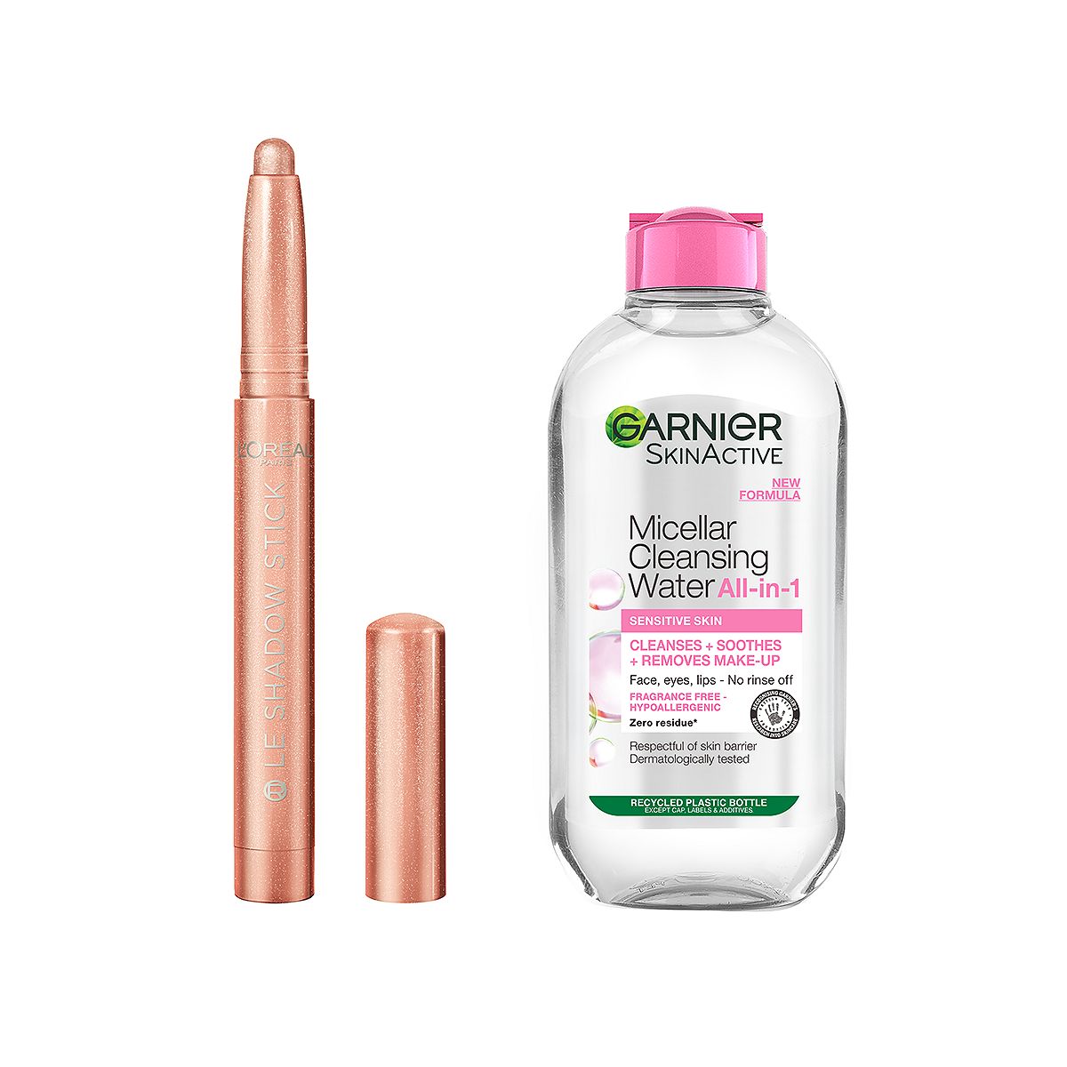 L'Oreal Paris Paradise Le Shadow Stick Twinkling Rose & Garnier Micellar Water200 Ml Duo Bundle, 200ml