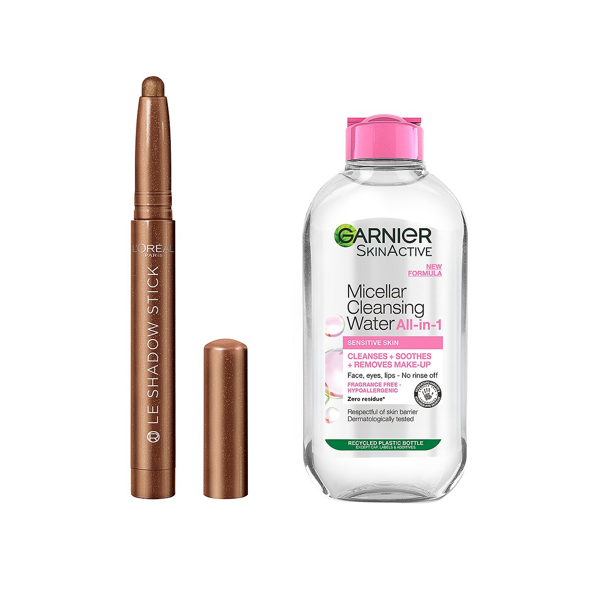 L'Oreal Paris Paradise Le Shadow Stick Magnetic Bronze & Garnier Micellar Water200 Ml Duo Bundle, 200ml