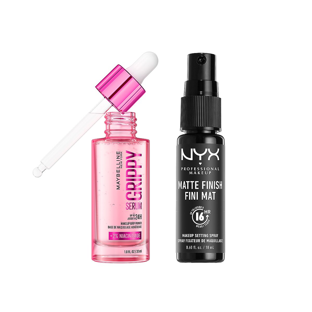 Maybelline Grippy Primer & Nyx Matte Mini Setting Spray Duo Bundle