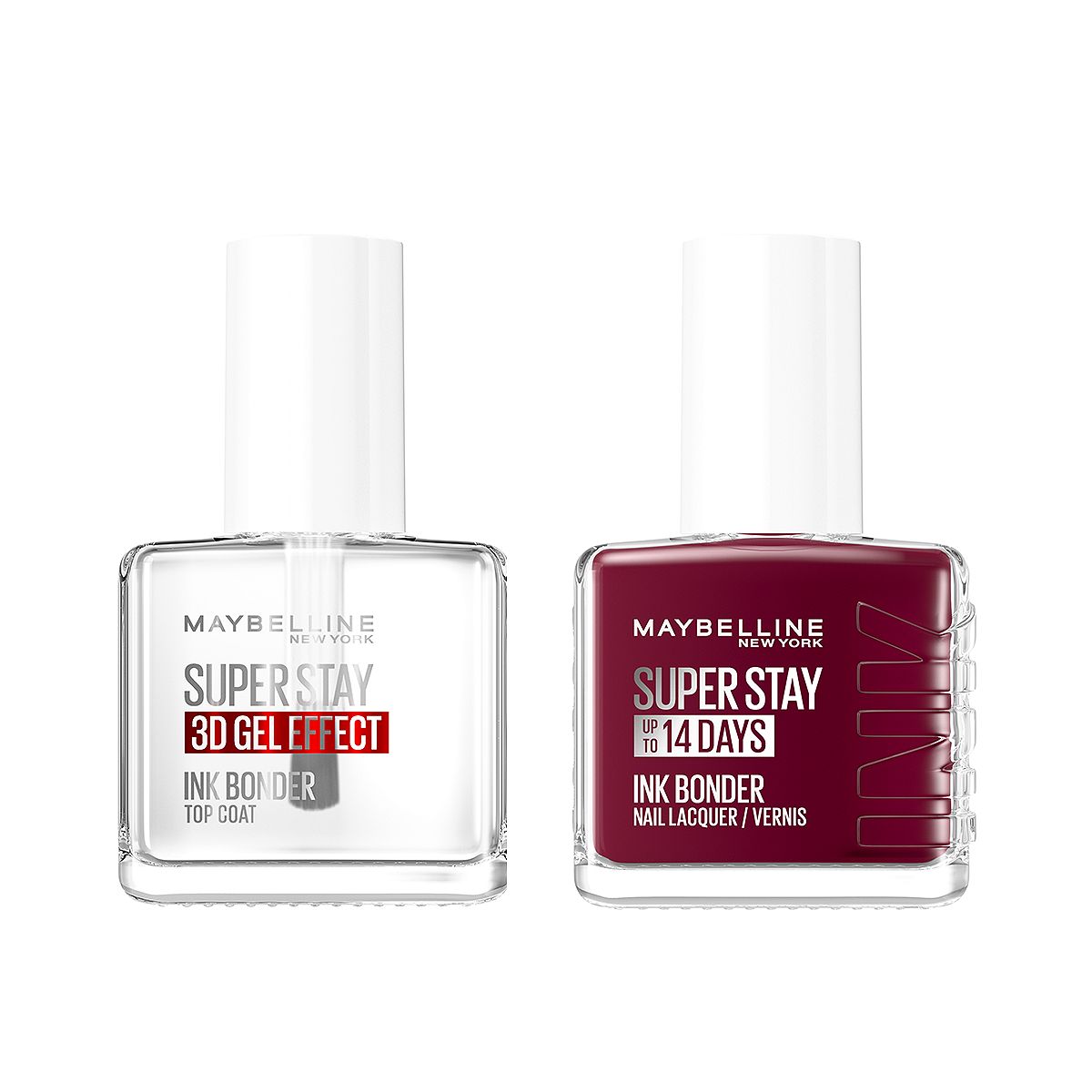 Maybelline Superstay Ink Midnight Rouge & Bonder Top Coat Nail Polish Duo Bundle