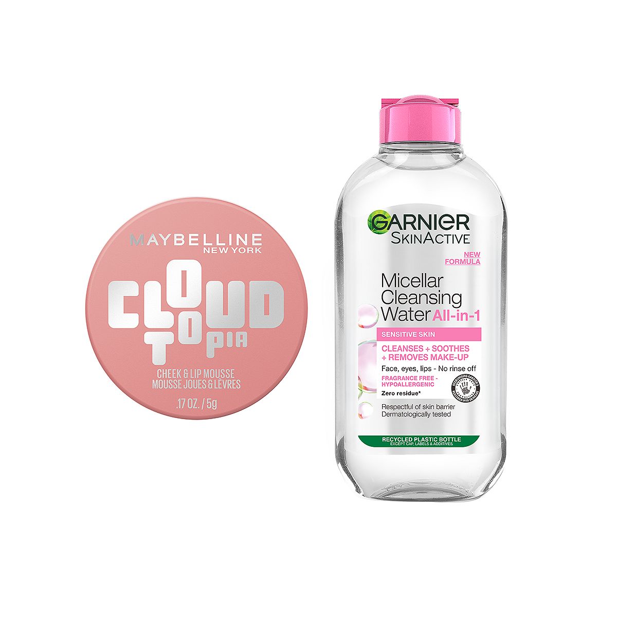 Maybelline Cloudtopia Blush Dreamy Dawn & Garnier Micellar Water200 Ml Duo Bundle, 200ml