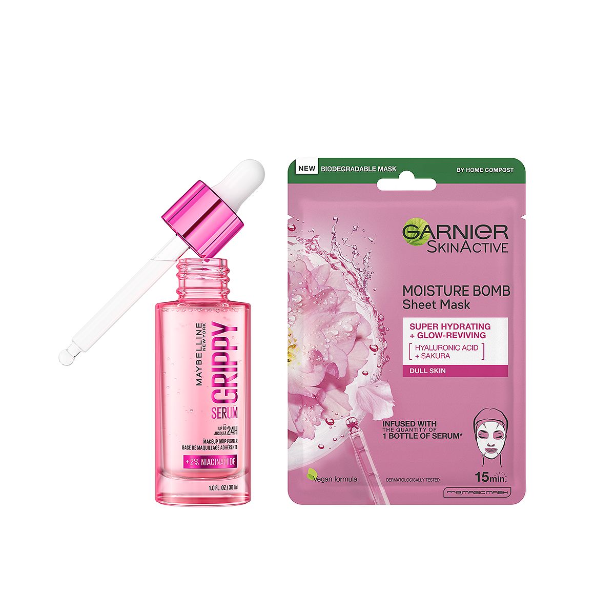 Maybelline Lash Sensational Black Sky High Masara & Garnier Moisture Bomb Cherry Sakura Sheet Mask Duo Bundle