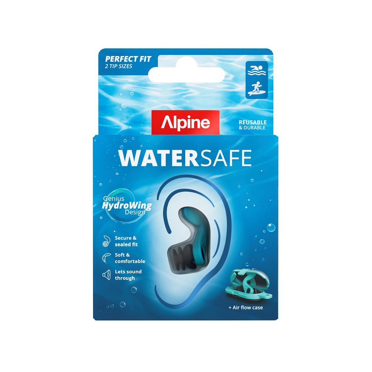 Alpine Watersafe Surfing And Swimming Ear Plugs For Adults Waterproof - Comfortable Secure Fit