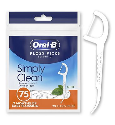 Oral B Simply Clean Floss Picks Remove Plaque 75 Interdental Flossing Sticks Mint Flavour