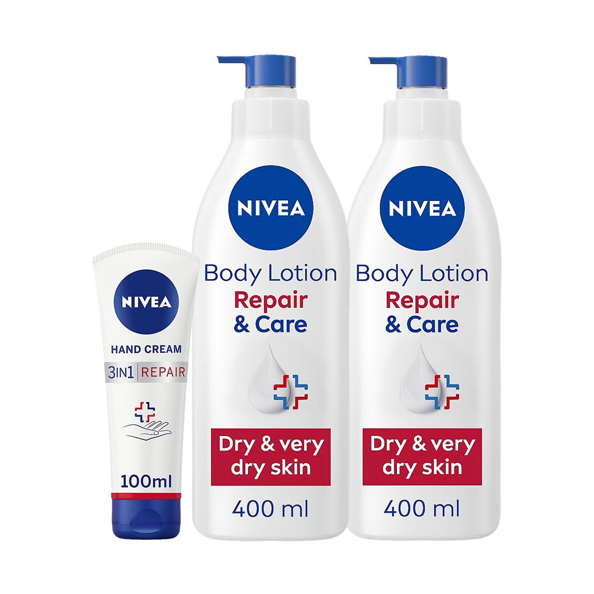 Nivea Repair & Care Body Lotion Hand Cream Bundle