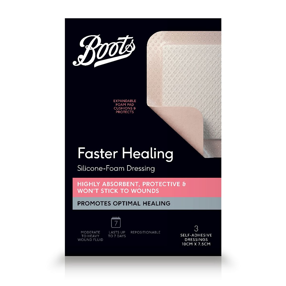   Silicone Foam Absorbent Dressing 7.5Cm X 10Cm - 3 Pack