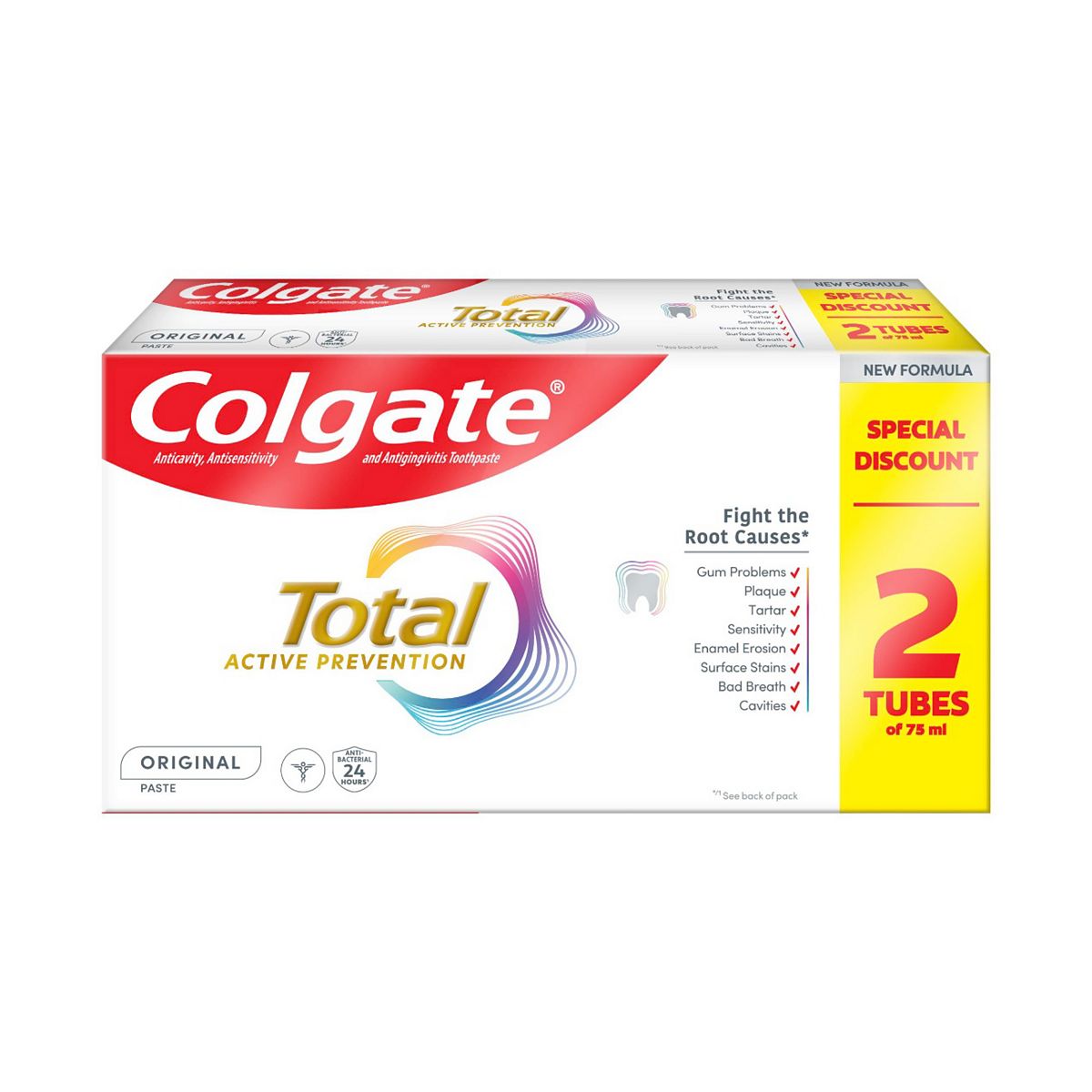 Colgate Total Active Prevention Original Toothpaste 75Ml X2