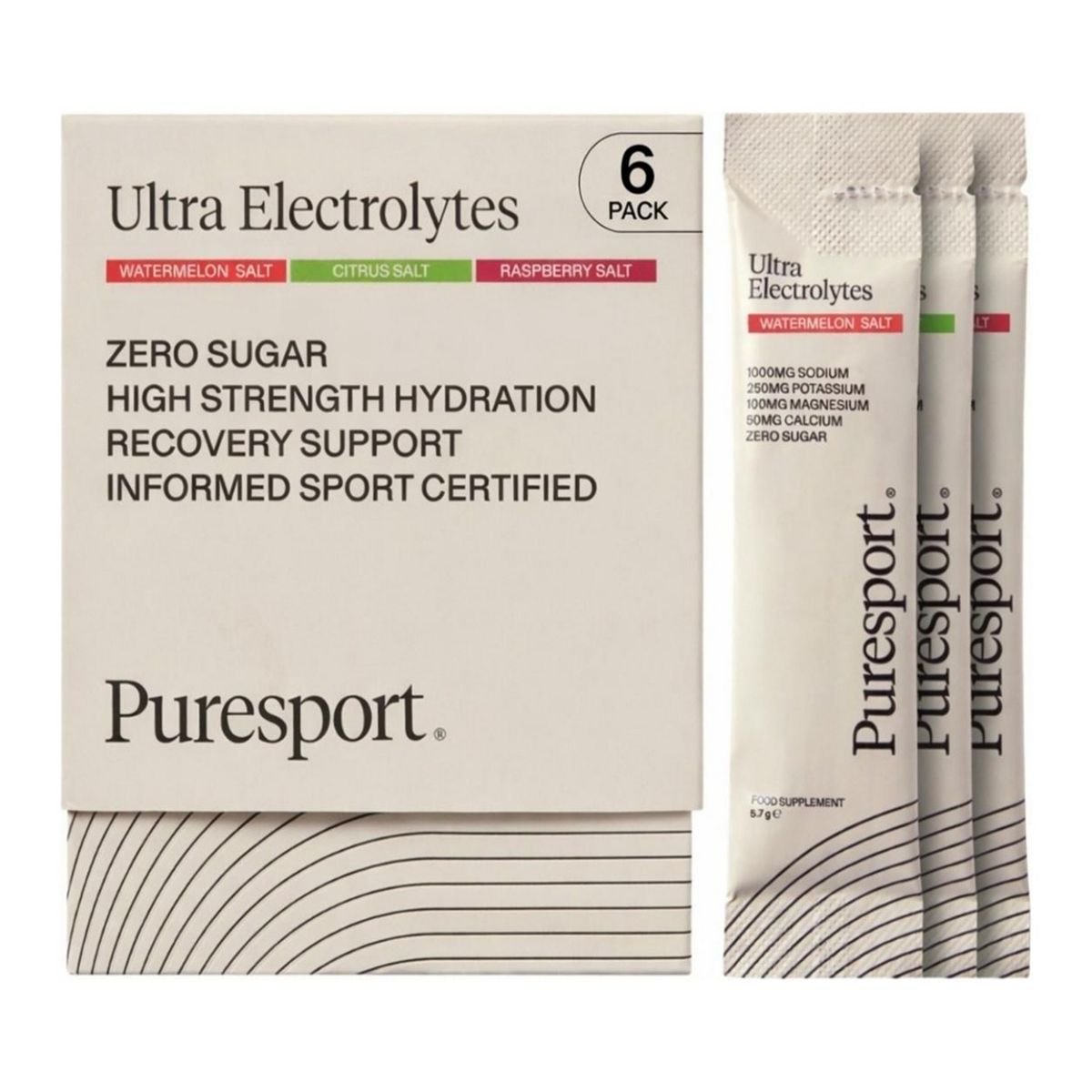 Puresport Ultra Electrolytes Trial Pack Watermelon X2, Citrus X2 & Raspberry X 2 38.4G - 6 Sachets