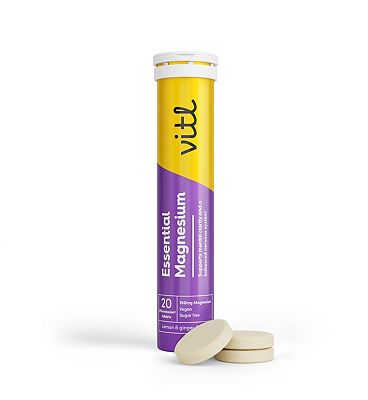 Vitl Essential Magnesium Effervescent Lemon & Ginger, 20 Tablets