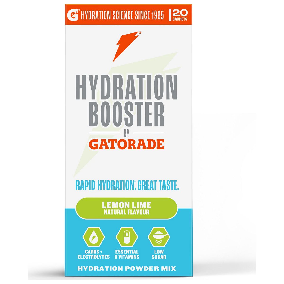 Gatorade Hydration Booster Electrolytes Powder Sachets Lemon + Lime Multipack 20 X 13.5G