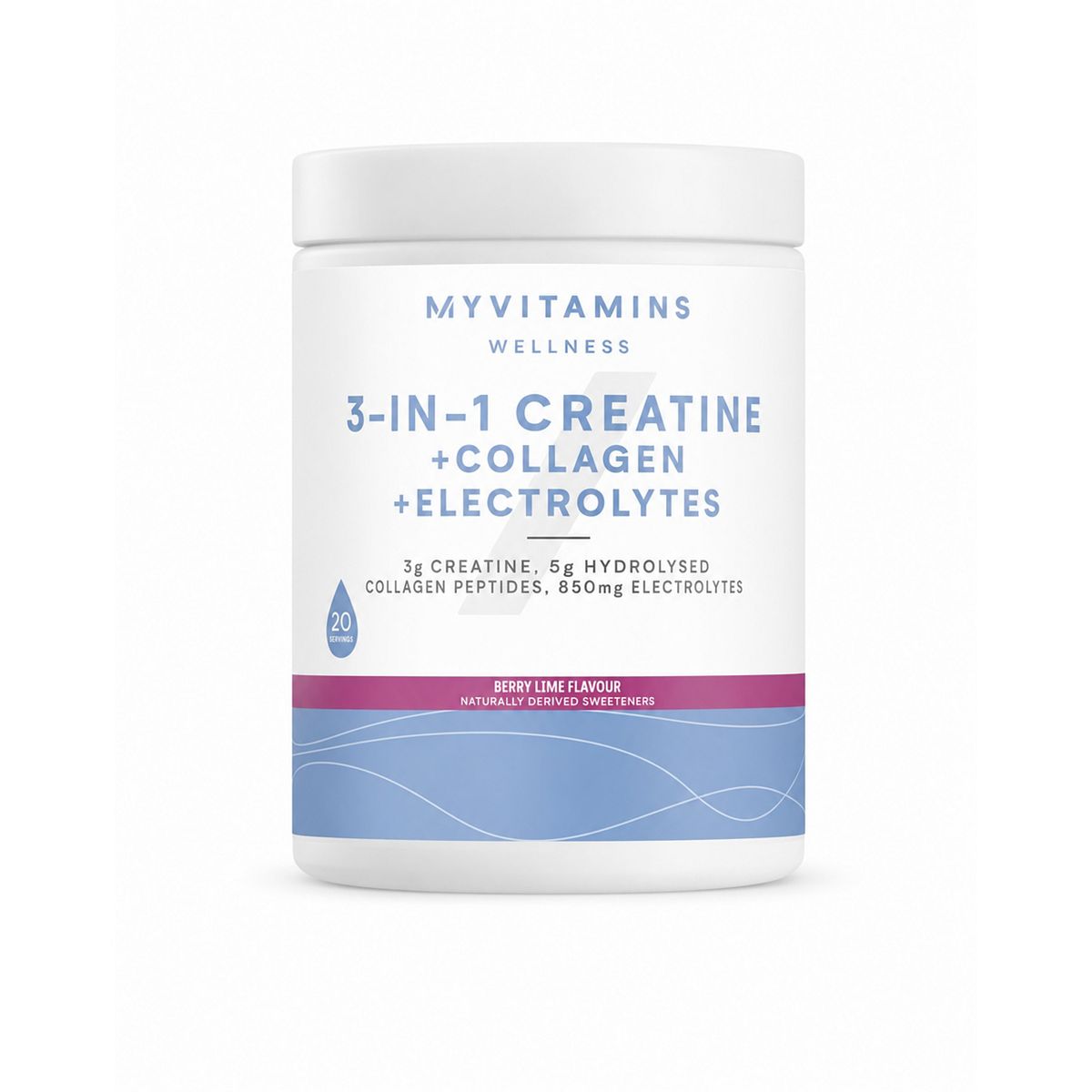 Myvitamins Creatine+ Collagen+ Electrolytes, 3-In-1 Blend, Berry & Lime 237G