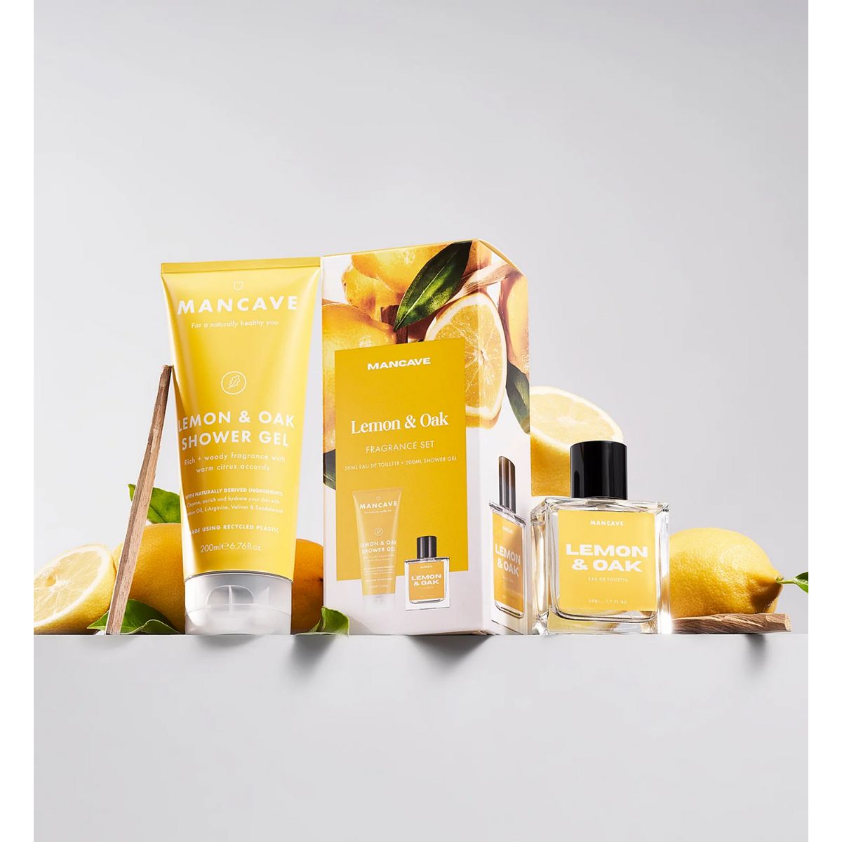 Mancave Lemon & Oak Edt Shower Set