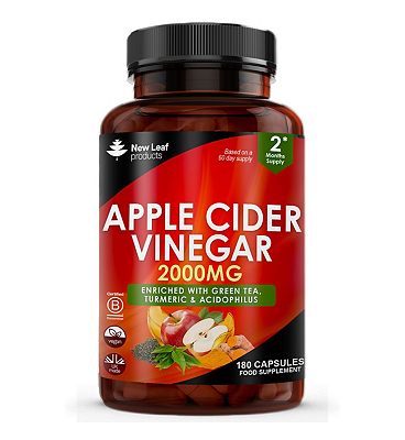 New Leaf Apple Cider Vinegar Capsules With Acidophilus, Green Tea, turmeric And Black Pepper, 180 Capsules