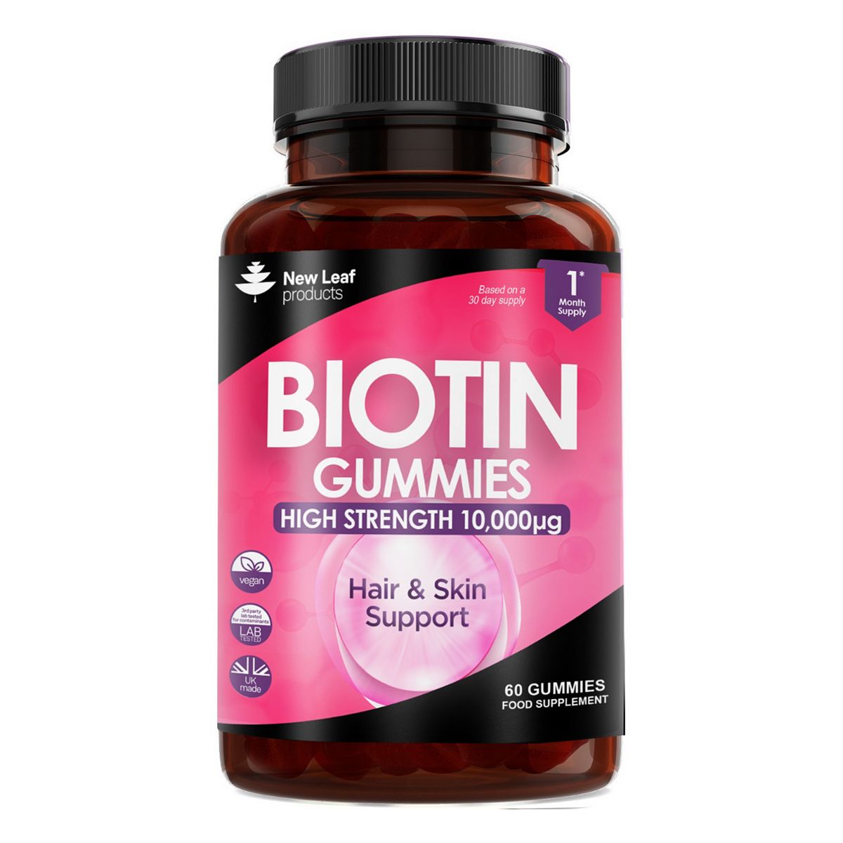 New Leaf Biotin Gummies 10,000Μg Vegan Chewable Vitamins 60