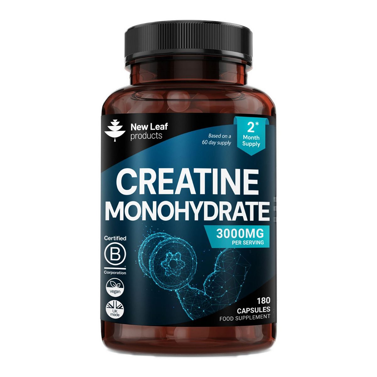 New Leaf Creatine Monohydrate Capsules 3000Mg, Exercise Workout Gym Supplement 180