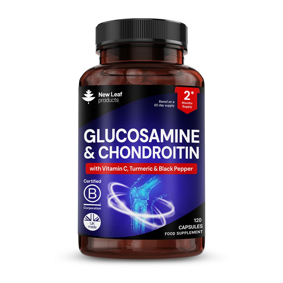 New Leaf Glucosamine And Chondroitin With Turmeric Vitamin C 120 Capsules