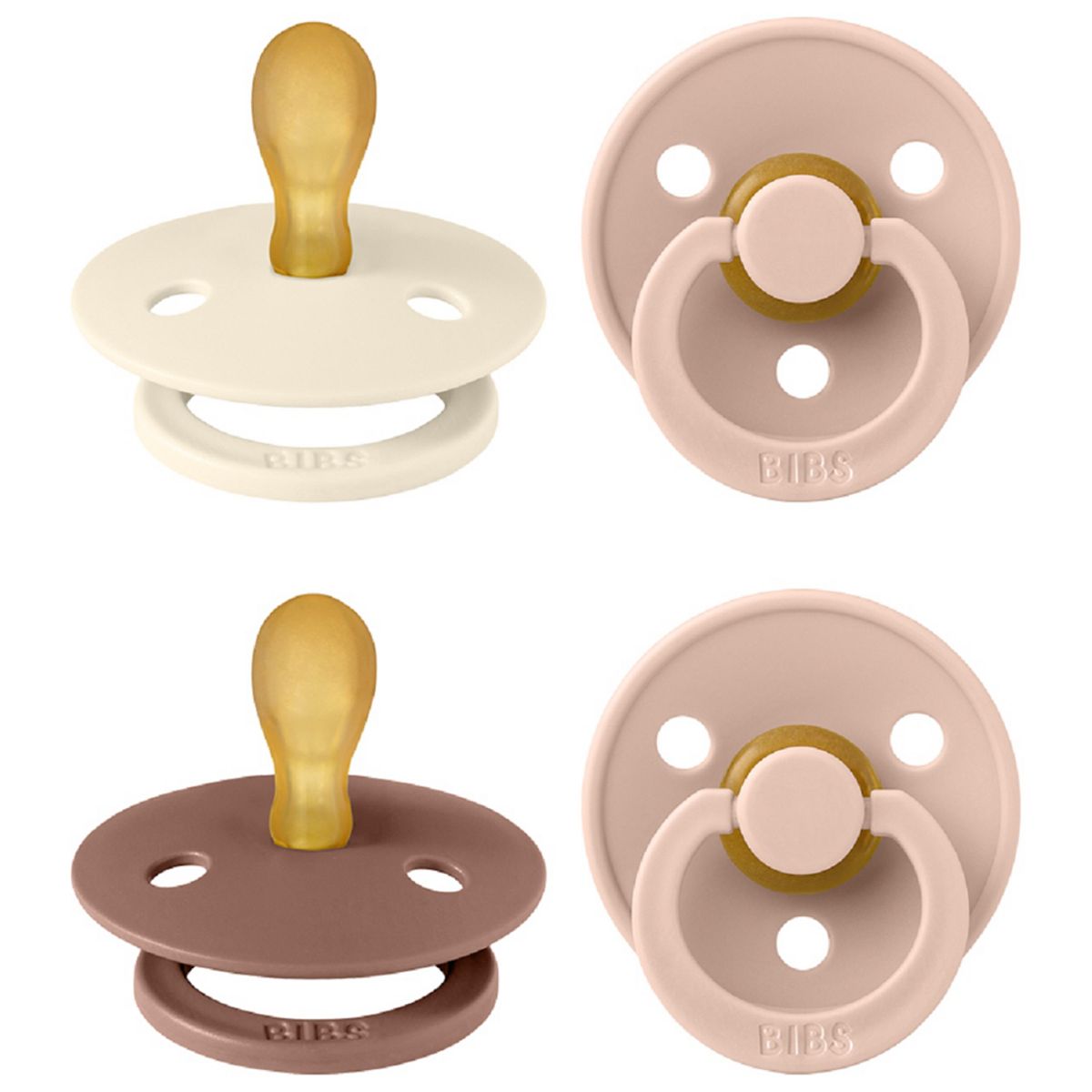 Bibs Soothers - Blush Mix Size 1 Symmetrical Latex Nipple 4 Pack
