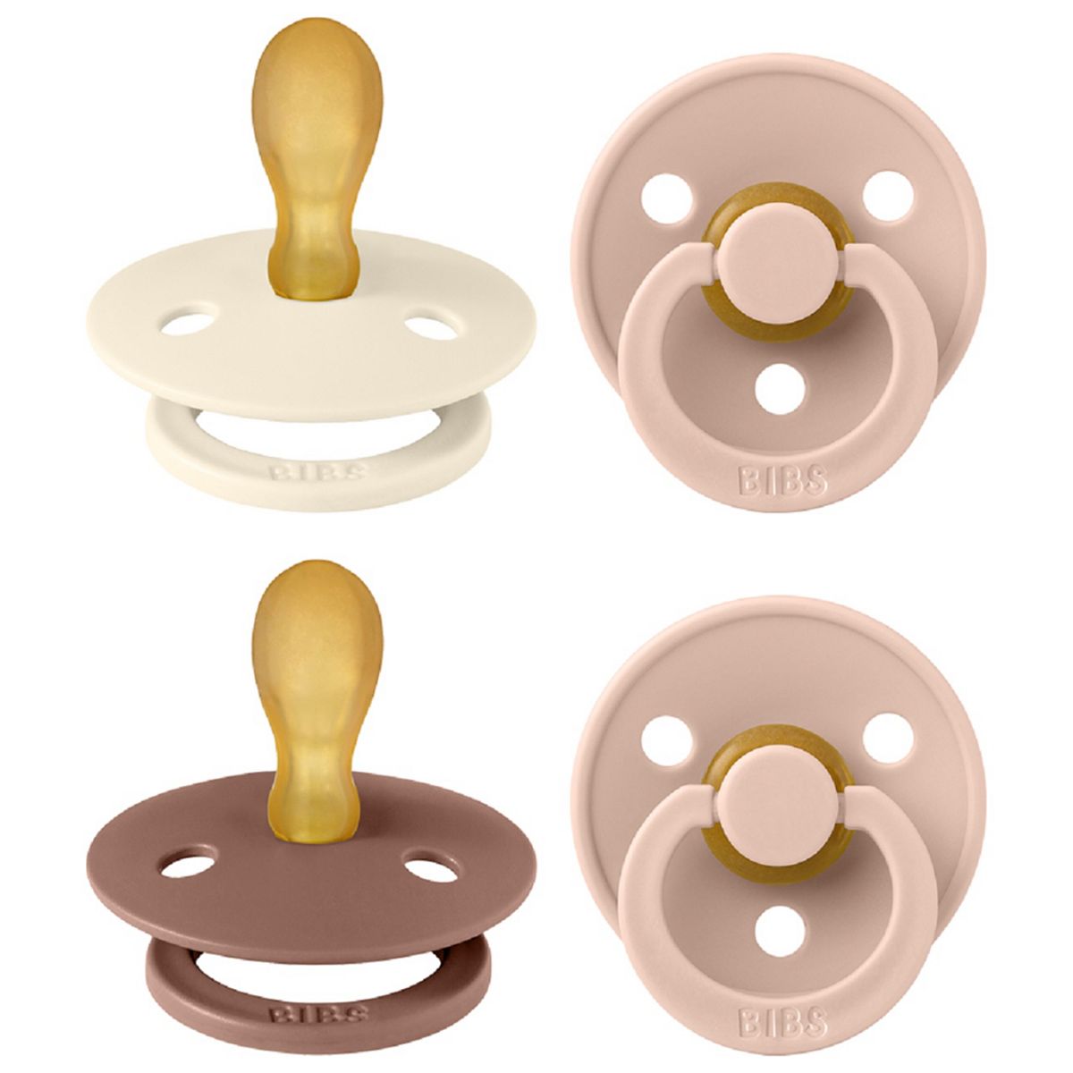 Bibs Soothers - Blush Mix Size 2 Symmetrical Latex Nipple 4 Pack