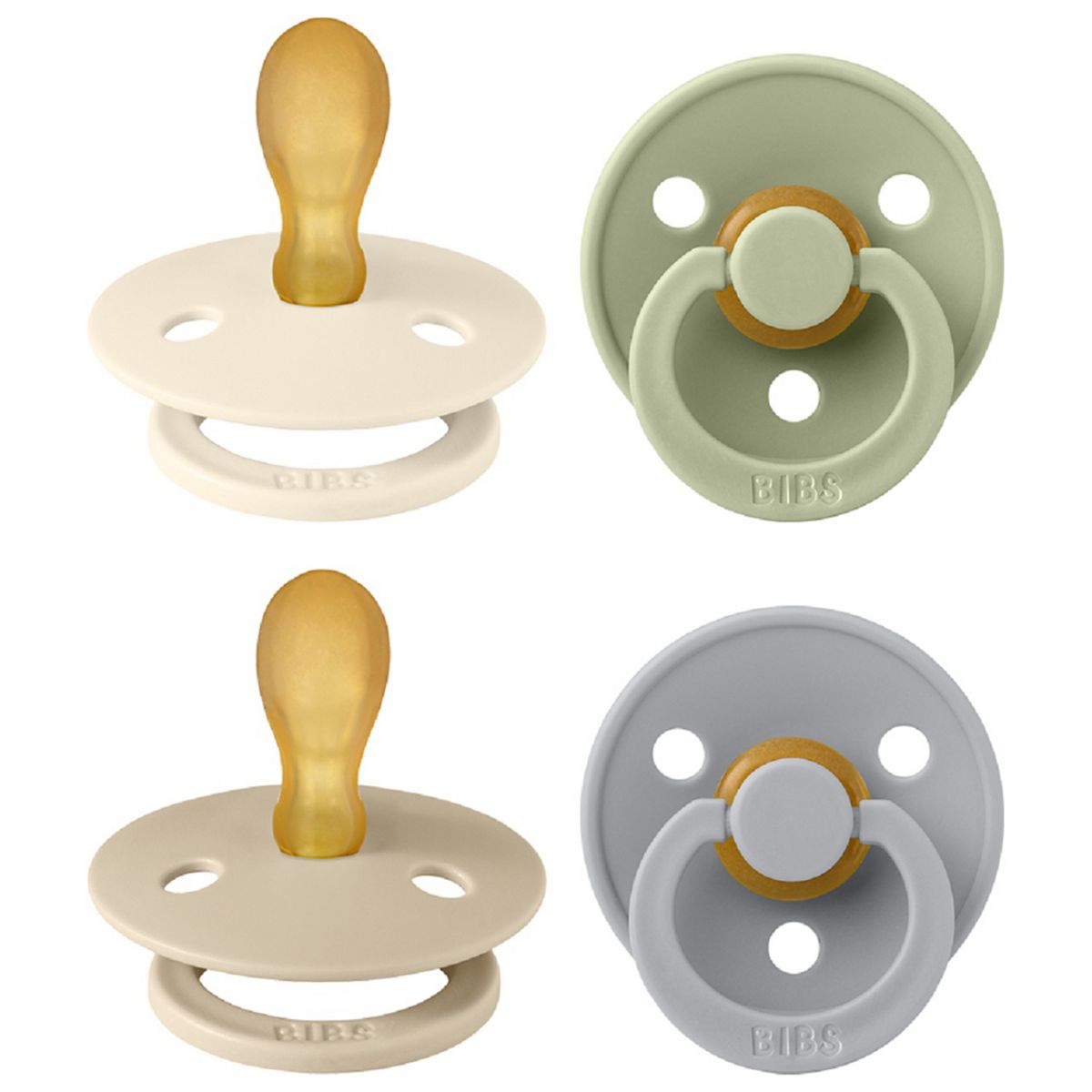 Bibs Soothers - Cloud Mix Size 2 Symmetrical Latex Nipple 4 Pack