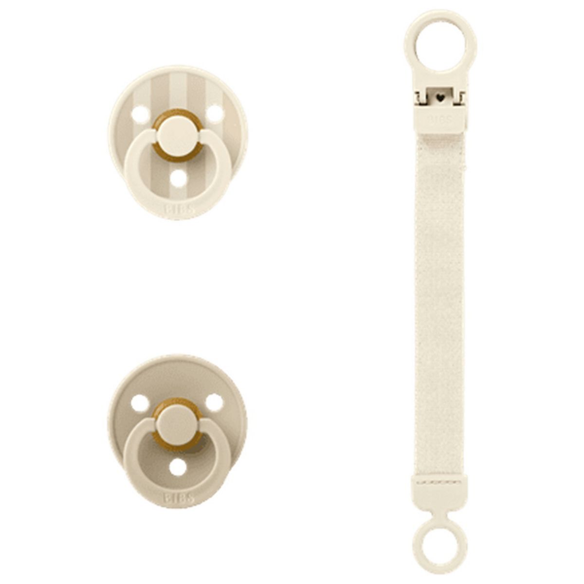 Bibs Colour Pacifier & Loop Clip Gift Set Latex Size 1 Ivory