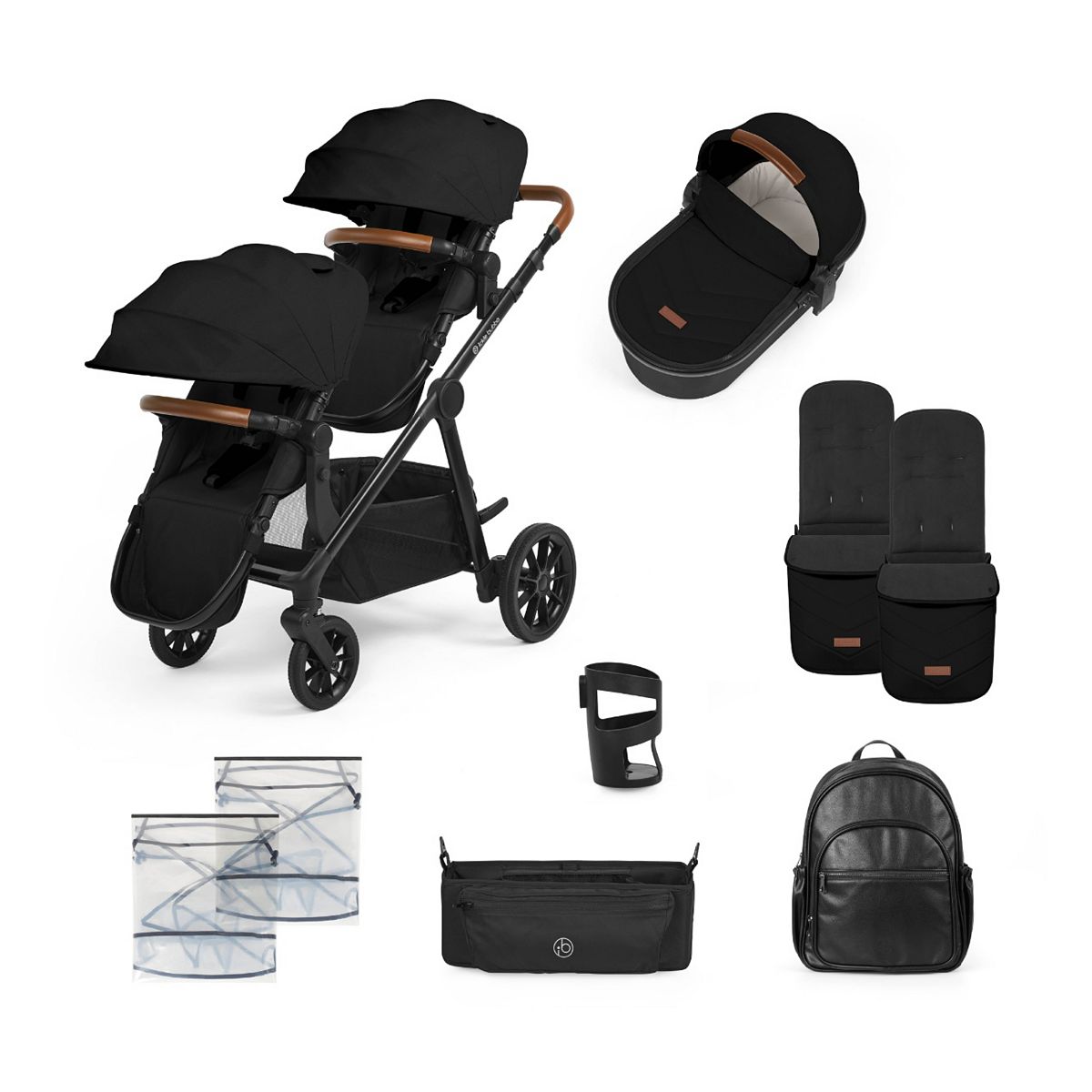 Ickle Bubba Virgo Growing Family 11 Piece Pram - Black