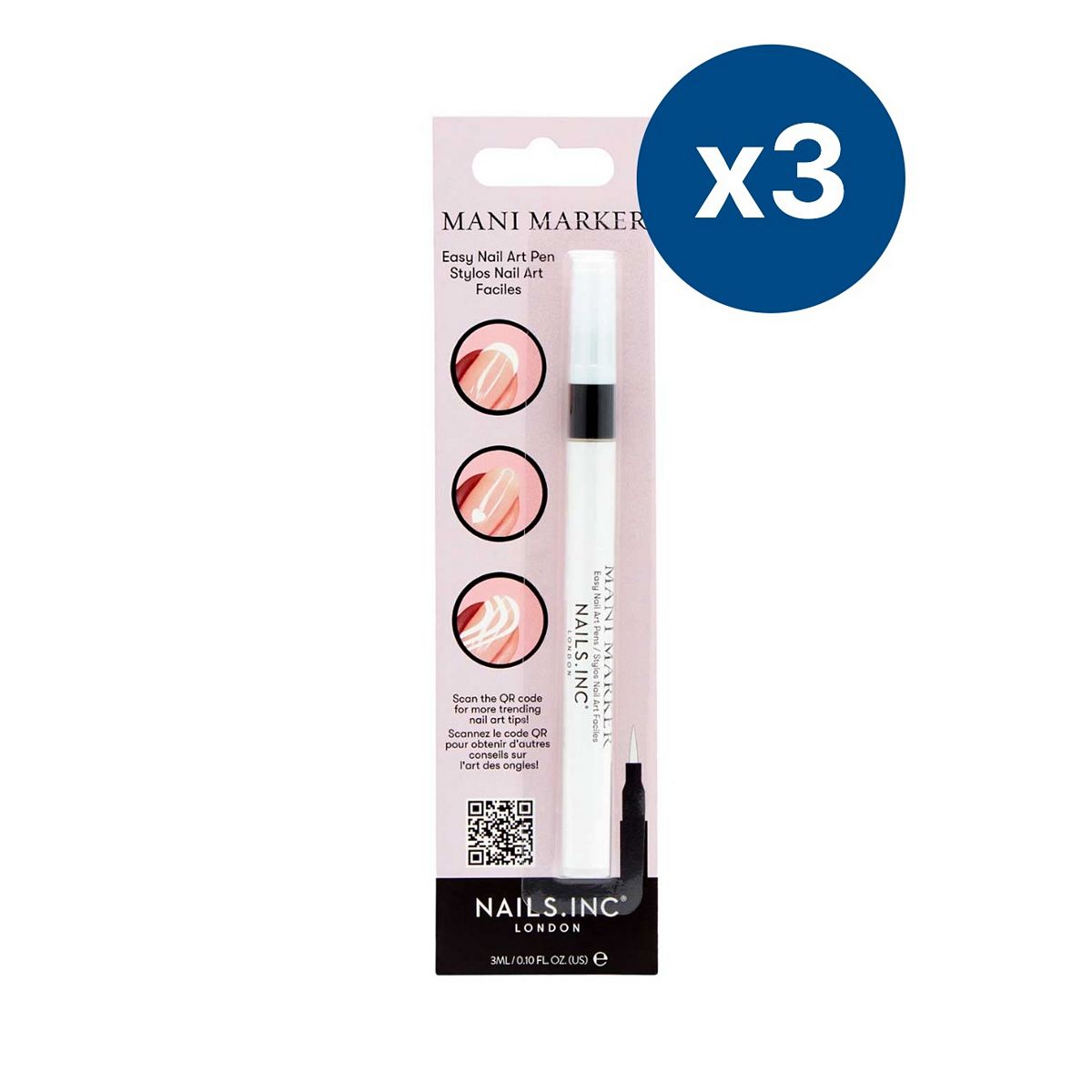 Nails Inc White Mani Marker Triple Pack
