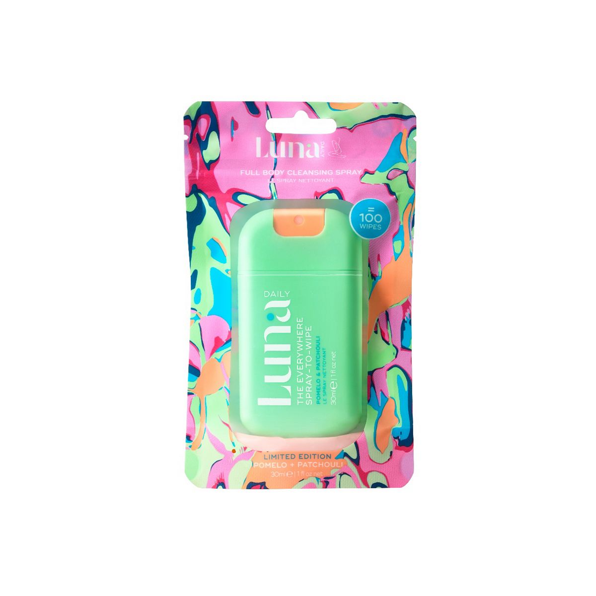 Luna Daily The Everywhere Spray-To-Wipe Ph-Balancing Body Cleansing Spray Pomelo And Patchouli 30Ml