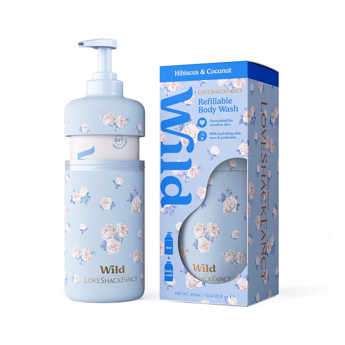 Wild Love Shack Fancy Everblooming Rosettes Case And Hibiscus & Coconut Body Wash Refill 300ml
