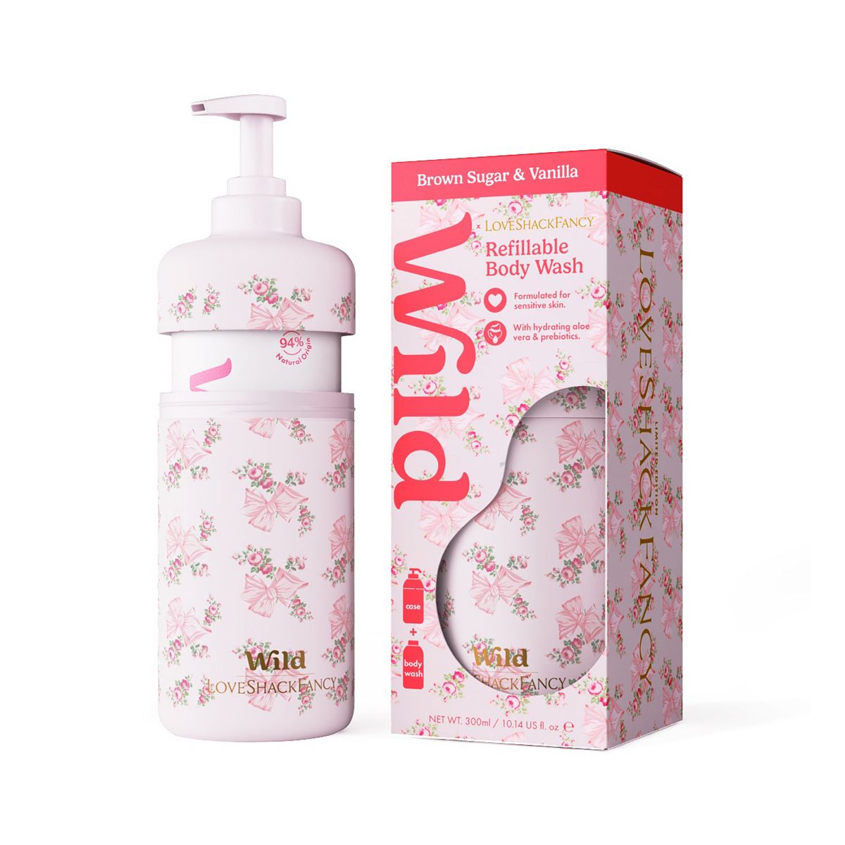 Wild Love Shack Fancy Rosa Beaux Case And Brown Sugar & Vanilla Body Wash Refill 300ml