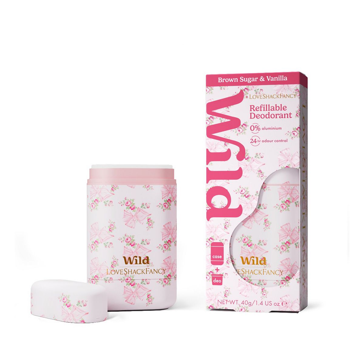 Wild Love Shack Fancy Rosa Beaux Case And Brown Sugar & Vanilla Deodorant Refill 40G