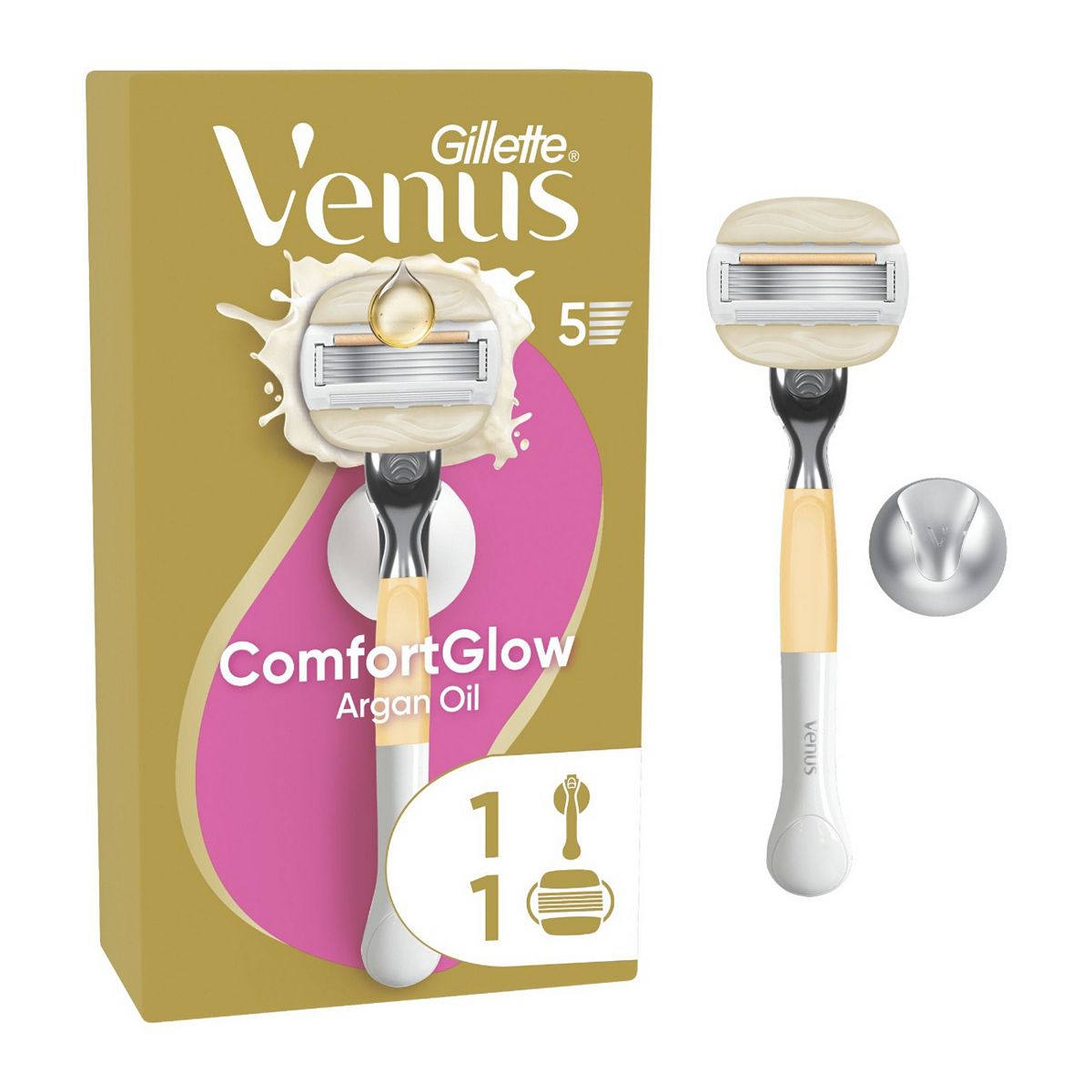 Gillette Venus Comfort Glow With A Touch Of Argan Oil Women's Razor 1 Refill Blades Cartridges