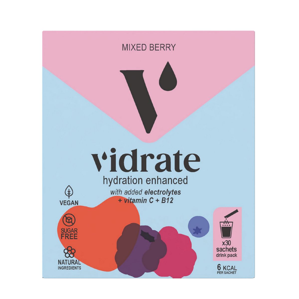 Vidrate Hydration Electrolyte Sachets Mixed Berry - 30 X 3g