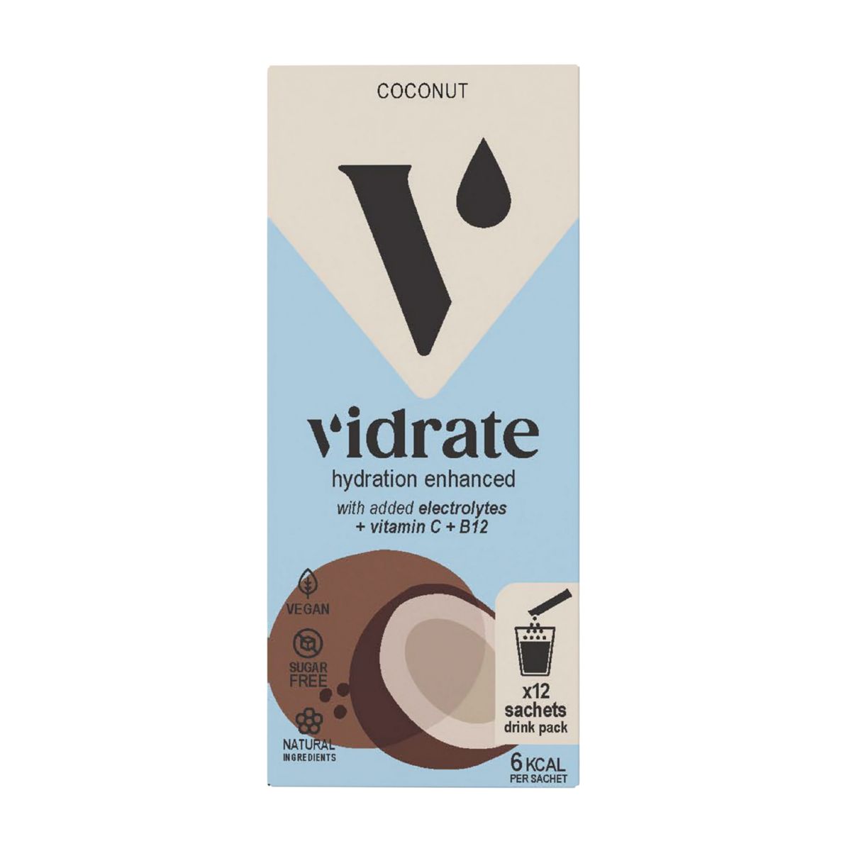 Vidrate Natural Electrolyte Hydration Sachets Coconut - 12 X 3g